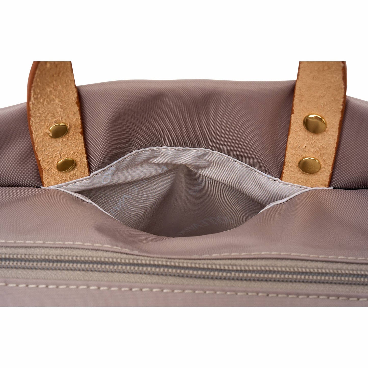 "Codie" Taupe Nylon Tote with Leather Accents