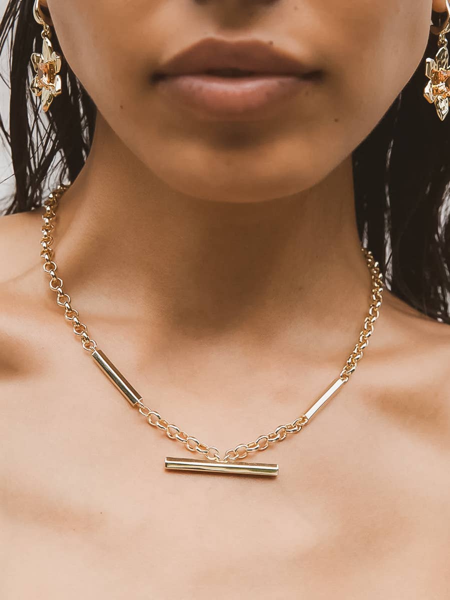 Eli 18K Gold Non-Tarnish Flat Chain Choker