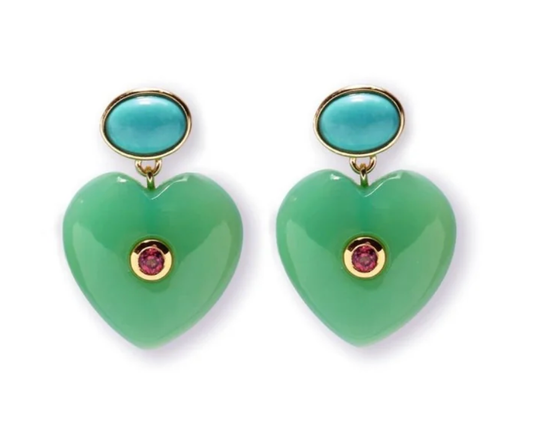 Lucky Heart- Evil Eye Heart Earrings. 