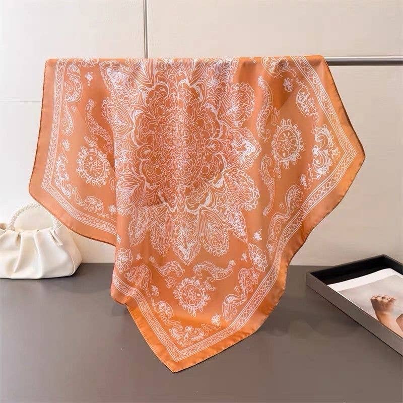 Orange Bandana Silk Scarf