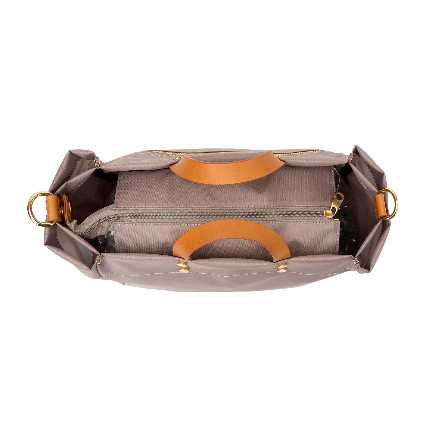 "Codie" Taupe Nylon Tote with Leather Accents