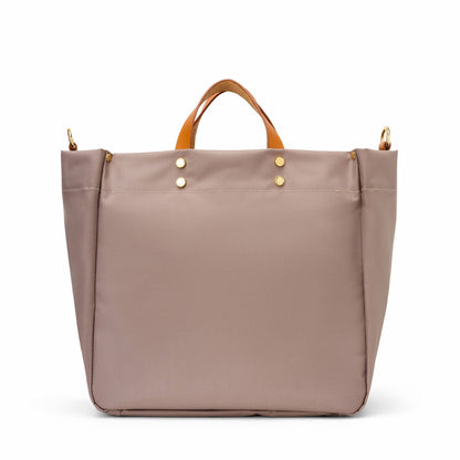 "Codie" Taupe Nylon Tote with Leather Accents