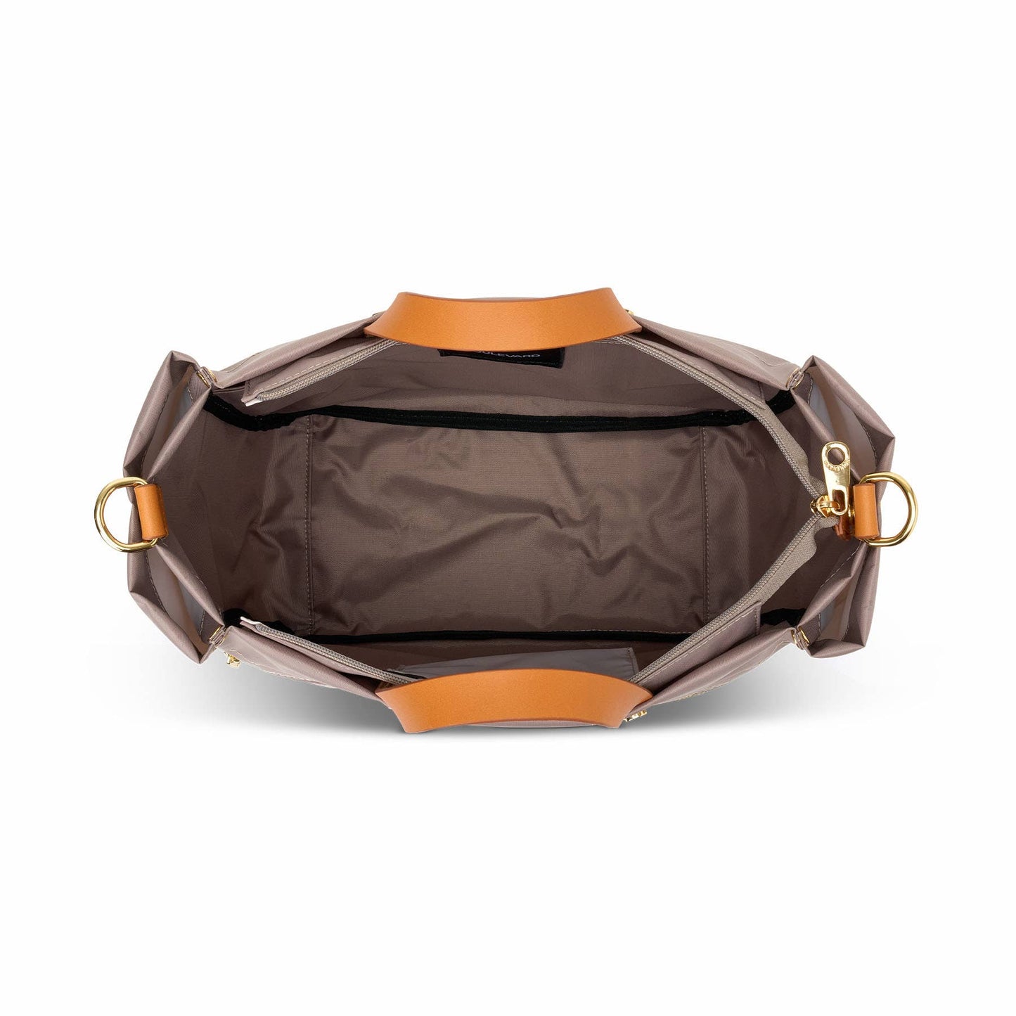 "Codie" Taupe Nylon Tote with Leather Accents