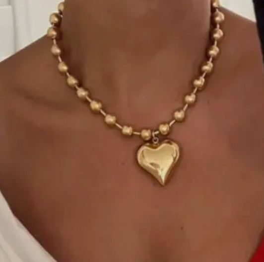 Heart Bead Gold Filled Necklace