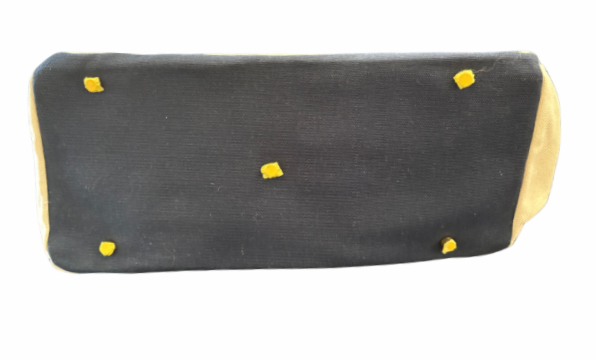 Canvas Tote Bag w/ Gold Buckle Hardware - Navy Trim  