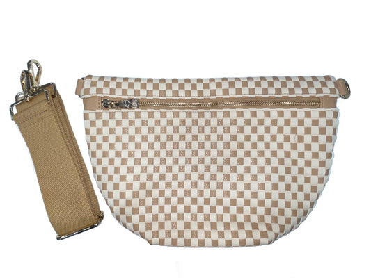 Westlyn Woven Bum Bag in Checkered Tan