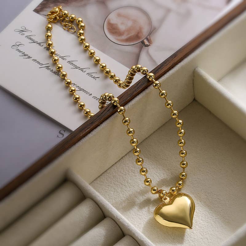 Heart Beaded Gold Filled Necklace