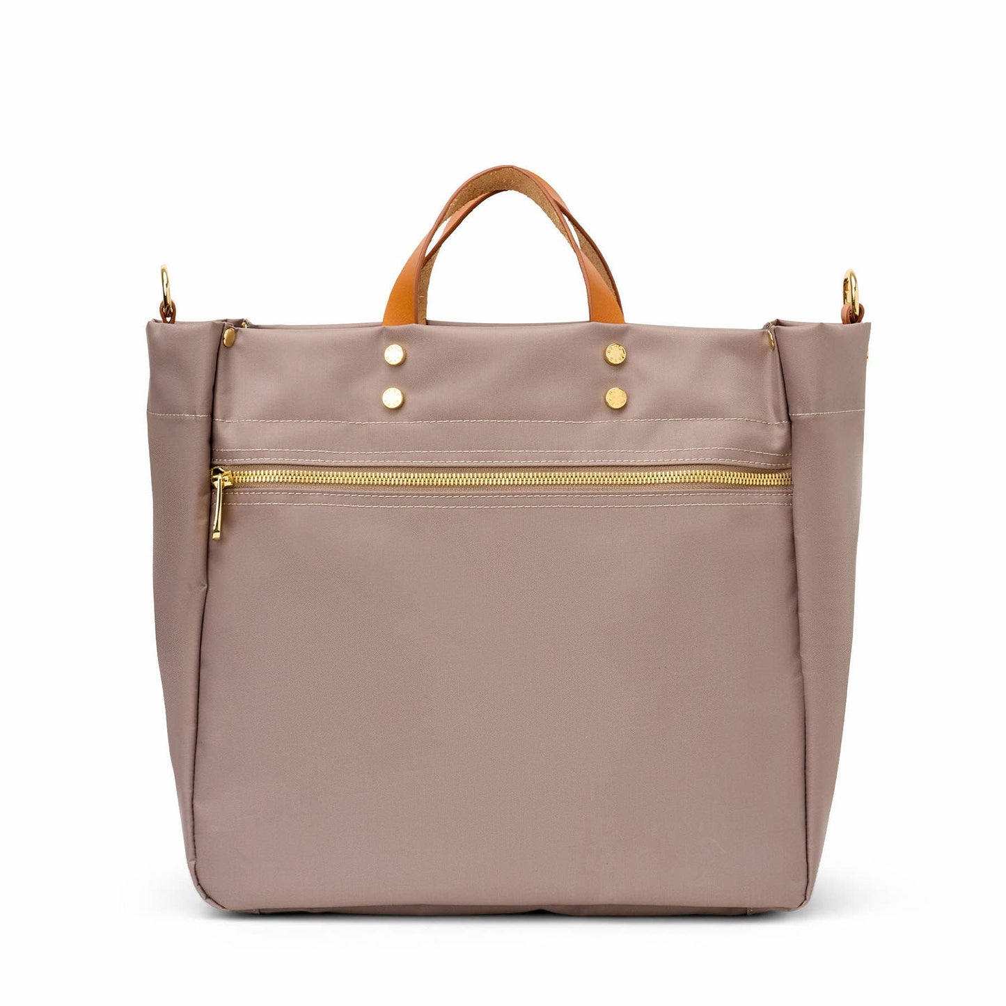 "Codie" Taupe Nylon Tote with Leather Accents