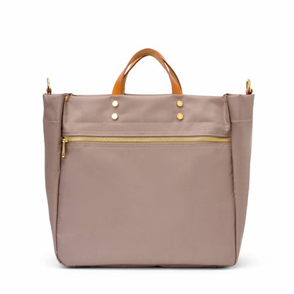 "Codie" Taupe Nylon Tote with Leather Accents