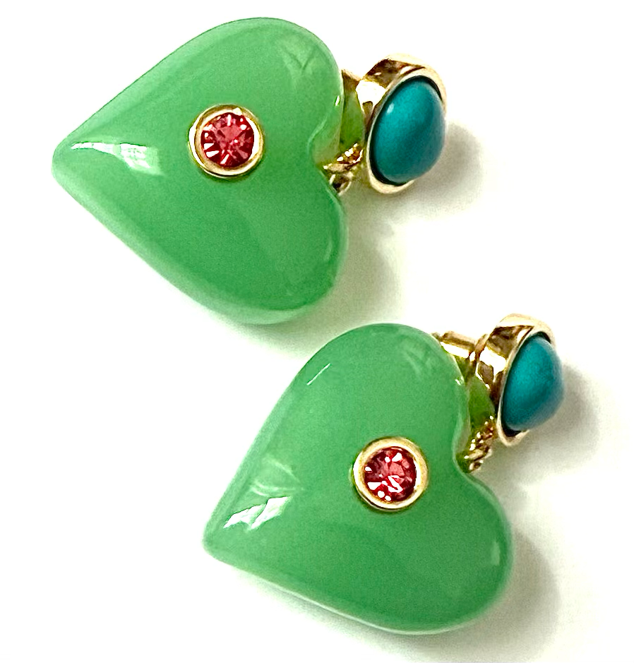Lucky Heart- Evil Eye Heart Earrings. 