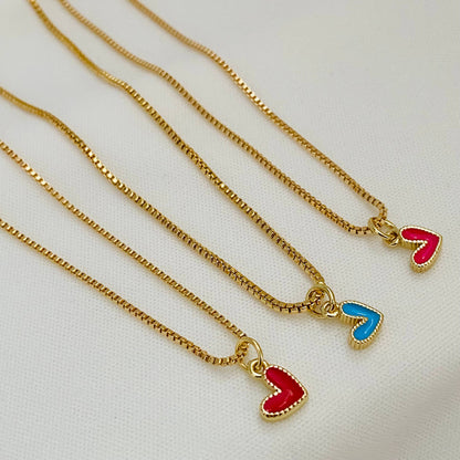 Small Heart Enamel Necklace