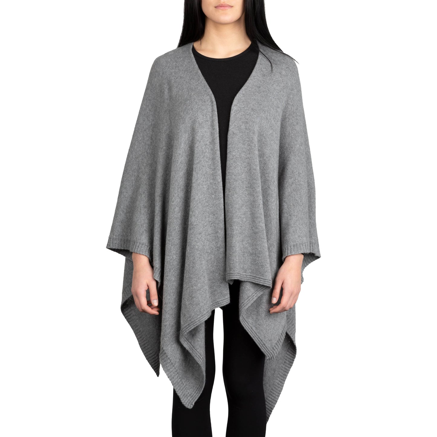 Annabel - Classic Cashmere Blend Cape: One Size / Medium Gray